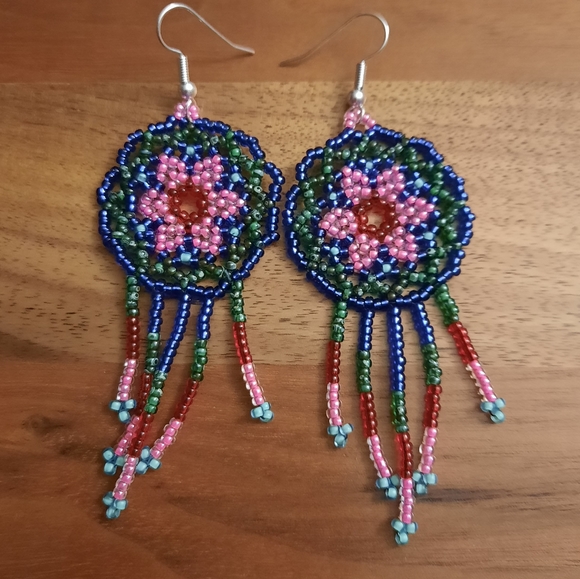 Handmade miyuki beaded dangle earrings woman